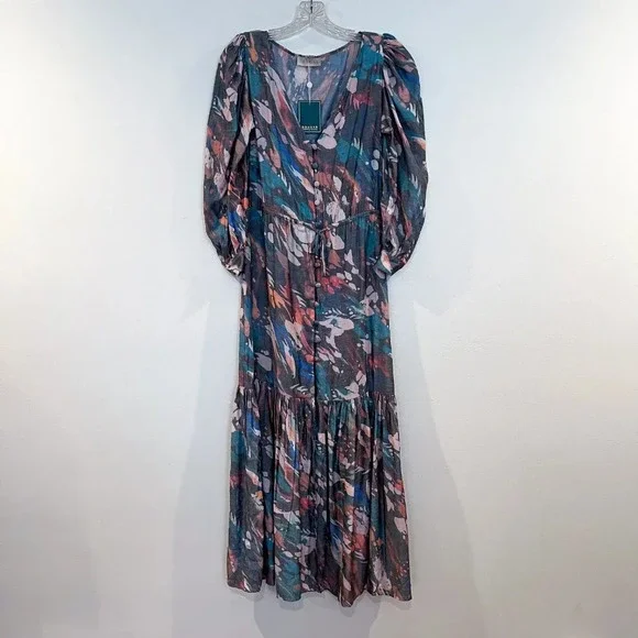 Boamar Reverie Button Down Tie Waist Printed Maxi Dress in Coffee Snake S NWT - Picture 2 of 12